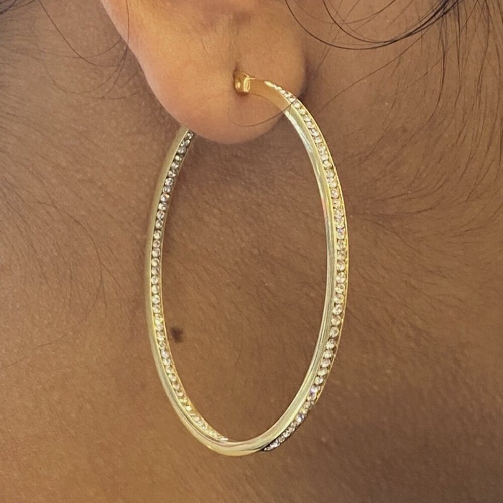 14k gold overlay hoop earrings 2" inches Will Never Tarnish